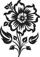 botanisch beroerte zwart emblematisch ontwerp gemakkelijk bloeien kader monochroom logo vector