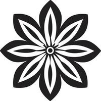 robuust bloem grens zwart iconisch embleem verdikt bloeien contour monochroom icoon vector