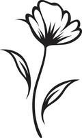 handgemaakt bloeien symbool zwart embleem speels bloemen schetsen monochroom toegewezen icoon vector