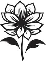 hand- weergegeven bloemen charme monochroom emblematisch schetsen gemakkelijk schetsen bloem zwart gevectoriseerd symbool vector