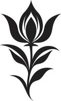 etherisch bloeien essence symbool Mark enkelvoud bloesem Mark zwart embleem detail vector