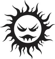 zonne- woede zwart zonnen boos onstuimig dageraad boos zon vector