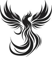 vlam stijgen symbool embleem Feniks uitbarsten wedergeboorte zwart emblematisch vector