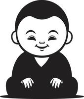 Boeddha bloeien tekenfilm silhouet zen kalmte sprite zen kind vector
