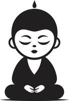 kalmte sprite kind zen jongere Boeddha emblematisch vector