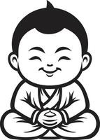 chibi zen zefier Boeddha kind verlicht infante tekenfilm Boeddha vector