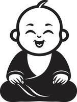 zen kinderkamer zwart Boeddha silhouet goddelijk jochie mini monnik vector