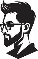 elegant wijnoogst zwart van tekenfilm hipster Mens gezicht modern Boheems hipster Mens gezicht tekenfilm in zwart vector