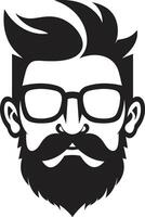 creatief fusie hipster Mens gezicht tekenfilm in zwart wijnoogst kunstenaarstalent tekenfilm hipster Mens gezicht zwart vector