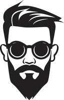 grillig elegantie tekenfilm hipster Mens gezicht zwart elegant eigenzinnigheid zwart van tekenfilm hipster Mens gezicht vector