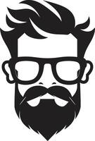 retro moderniteit tekenfilm hipster Mens gezicht zwart chique bakkebaarden zwart van tekenfilm hipster Mens gezicht vector