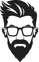 elegant retro chique tekenfilm hipster Mens gezicht zwart stedelijk chique tekenfilm hipster Mens gezicht in zwart vector