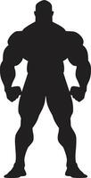 stoutmoedig spier fusie karikatuur bodybuilder in zwart grappig buigen persona zwart van tekenfilm bodybuilder vector
