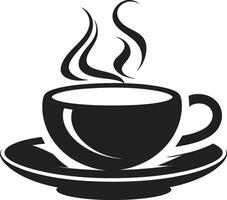 genieten eenvoud elegantie koffie kop zwart stomende elegantie aura zwart koffie kop vector