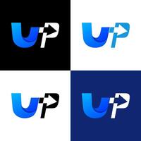 brief u p pijlen creatief logo ontwerp vector