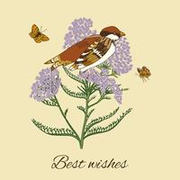 Vintage bloem briefkaart vector