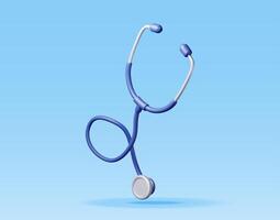 3d medisch stethoscoop geïsoleerd Aan blauw. geven stethoscoop dokter instrument icoon. geneeskunde en gezondheidszorg, cardiologie, apotheek, drogisterij, medisch onderwijs. vector