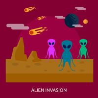 Alien Invasion Conceptueel illustratieontwerp vector