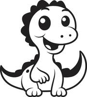 zoet dino knuffel schattig zwart tekenfilm dino schattigheid zwart vector