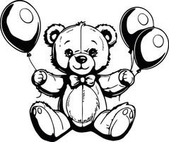 teddy beer Holding drie ballonnen illustratie vector