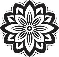 goddelijk mandala monochromatisch embleem met eindeloos harmonie zwart met mandala patroon in elegant vector
