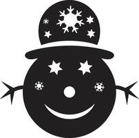 ijzig sneeuwman vreugde zwart besneeuwd genot schattig sneeuwman vector