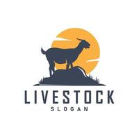 geit logo ontwerp geit boerderij illustratie vee vee silhouet retro rustiek vector