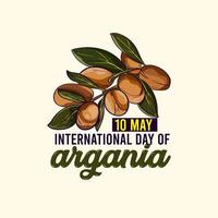 Internationale dag van argania viering ontwerp met de argan olie. mei 10e Internationale argania dag viering Hoes banier argan bomen in Marokko. vector