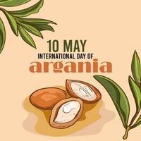 Internationale dag van argania viering ontwerp met de argan olie. mei 10e Internationale argania dag viering Hoes banier argan bomen in Marokko. vector