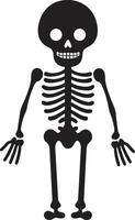 eigenzinnig bot mascotte schattig glimlachen skelet charme zwart vector