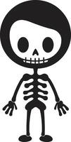 lief skelet- houding vol lichaam grappig bot figuur schattig zwart vector