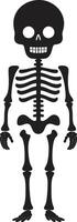grillig skelet- houding schattig stralend skelet charme zwart vector