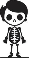 dynamisch skelet mascotte schattig grillig skelet- vriend zwart vector