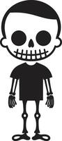 rustgevend bot mascotte schattig cartoonesk skelet charme zwart vector