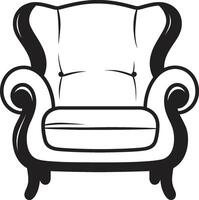 rustig verfijning zwart stoel ic ergonomisch zen zwart ontspannende stoel symbolisch vector