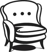 harmonisch zitplaatsen zwart ontspannende stoel emblematisch identiteit luxueus zen zwart stoel ic symboliek vector