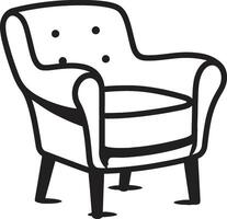 luxueus zen zwart stoel ic symboliek zen elegantie zwart ontspannende stoel emblematisch vertegenwoordiging vector