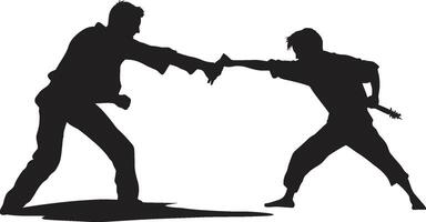 rivaliteit showdown zwart van strijders strijders confrontatie zwart duel embleem vector