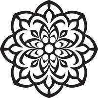 geestelijk symmetrie elegant mandala in opvallend zwart wervelwind van heelheid zwart met ingewikkeld mandala patroon vector