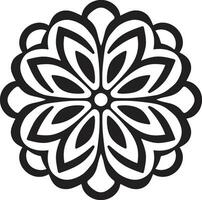 betoverend straling monochromatisch mandala in zwart schittering zen bloesem mandala met ingewikkeld patroon in zwart vector