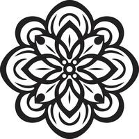 eeuwig harmonie ingewikkeld mandala in strak zwart zenit van zen mandala met elegant zwart patroon vector