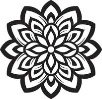 heilig geometrie symfonie zwart met ingewikkeld mandala patroon in eindeloos kalmte monochroom embleem met mandala in elegant vector