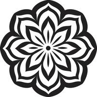 cultureel fusie zwart embleem met mandala in mandala majesteit monochroom mandala in zwart vector