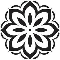 kalmte cirkels zwart embleem met mandala cultureel fusie ingewikkeld mandala in monochroom vector