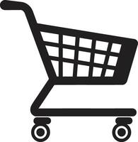 winkel kalmte elegant zwart met boodschappen doen trolley elegantie in elke gangpad zwart boodschappen doen trolley embleem in vector