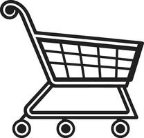 winkel kalmte elegant zwart met boodschappen doen trolley elegantie in elke gangpad zwart boodschappen doen trolley embleem in vector