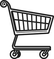 kleinhandel elegantie zwart boodschappen doen trolley embleem in trolley tango strak met zwart boodschappen doen kar vector