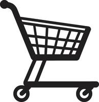 kar couture strak zwart boodschappen doen trolley in kleinhandel royalty monochromatisch beeltenis zwart boodschappen doen trolley in vector