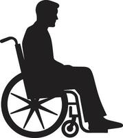 mobiel vrijheid trails rolstoel gebruiker embleem bevrijding wielen gehandicapt individu vector