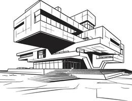 chromatisch contouren harmonie s vastleggen de fijne kneepjes van modern architectuur in stoutmoedig zwart hemelwaarts silhouetten voorzien ic zwart s bepalen de zenit van modern gebouw buitenkant de vector
